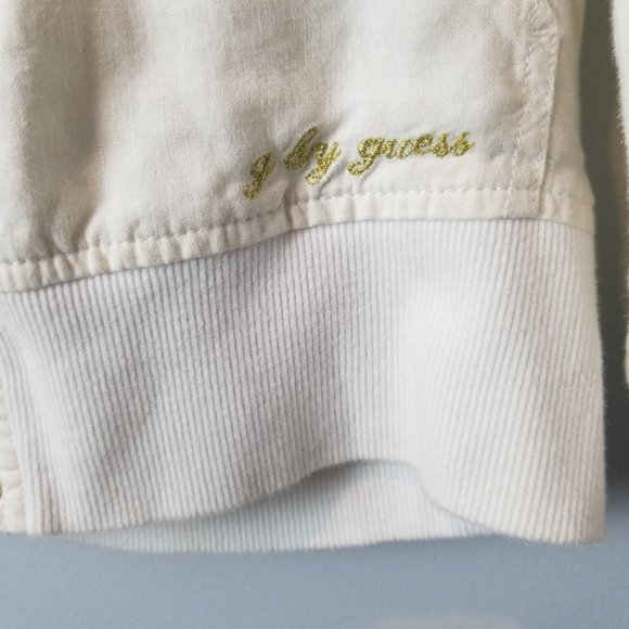 Guess Linen Off White/ Cream Cropped Jacket - Picture 3 of 7